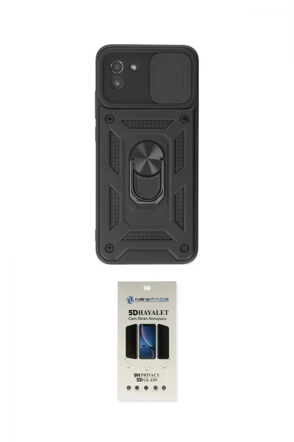 ieg™ Galaxy A03 Kılıf Ahenk Klasik - Siyah 5D Hayalet Cam Ekran Koruyucu