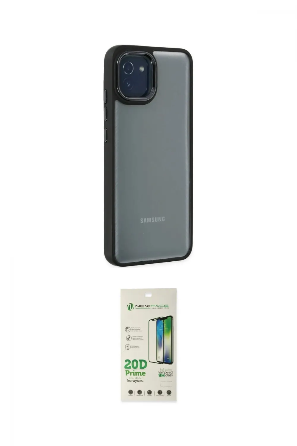 ieg™ Galaxy A03 Kılıf Eksen Doku Prime - Siyah 20D Premium Cam Ekran Koruyucu