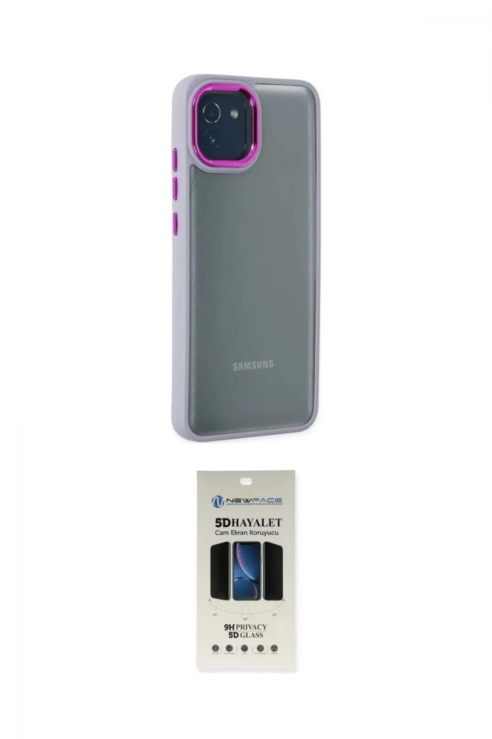 ieg™ Galaxy A03 Kılıf Eksen Doku Prime - Siyah 5D Hayalet Cam Ekran Koruyucu
