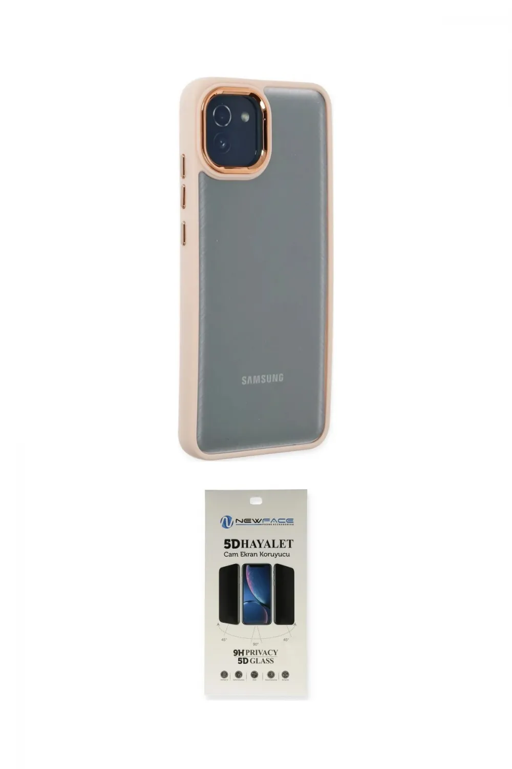 ieg™ Galaxy A03 Kılıf Eksen Doku Prime - Siyah 5D Hayalet Cam Ekran Koruyucu