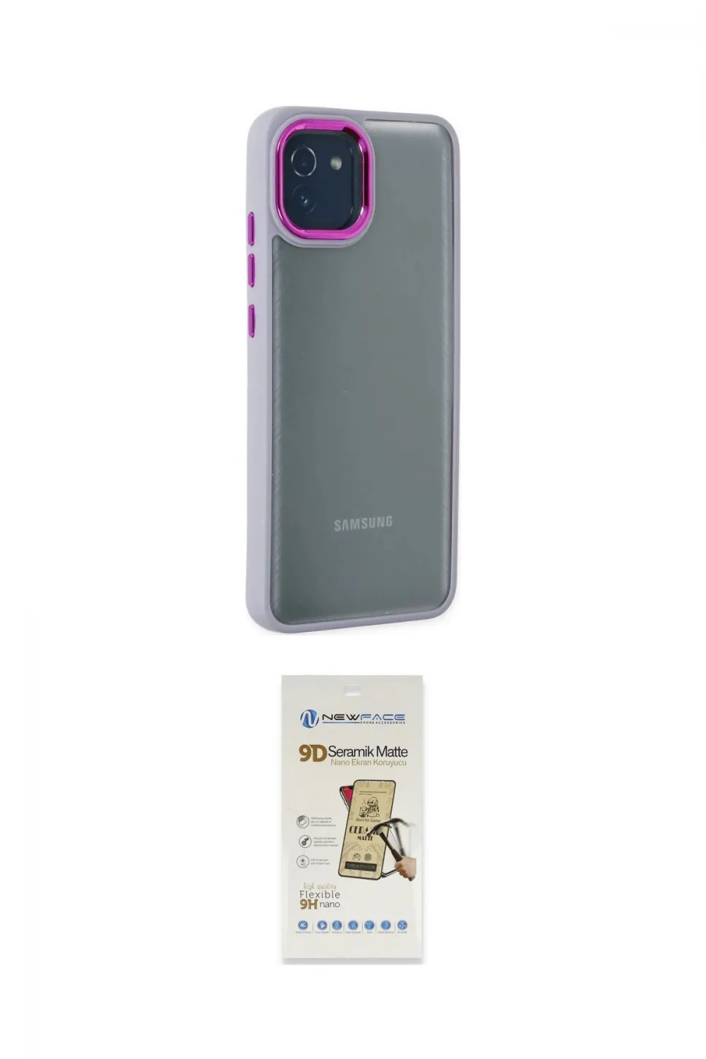 ieg™ Galaxy A03 Kılıf Eksen Doku Prime - Siyah Mat Seramik Nano Ekran Koruyucu