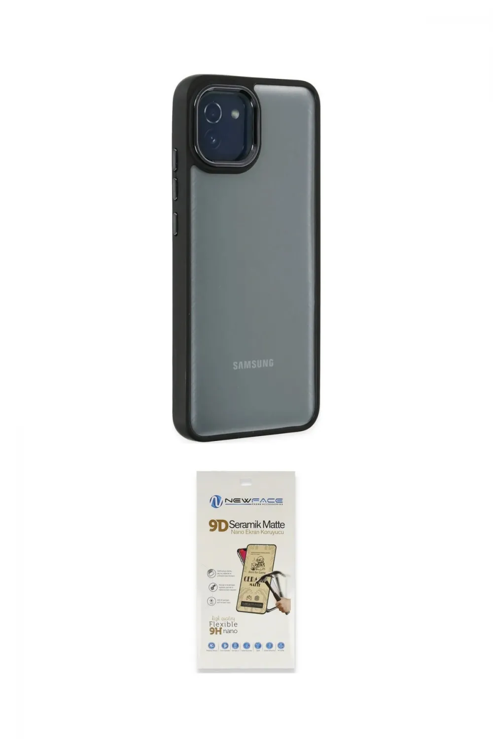 ieg™ Galaxy A03 Kılıf Eksen Doku Prime - Siyah Mat Seramik Nano Ekran Koruyucu