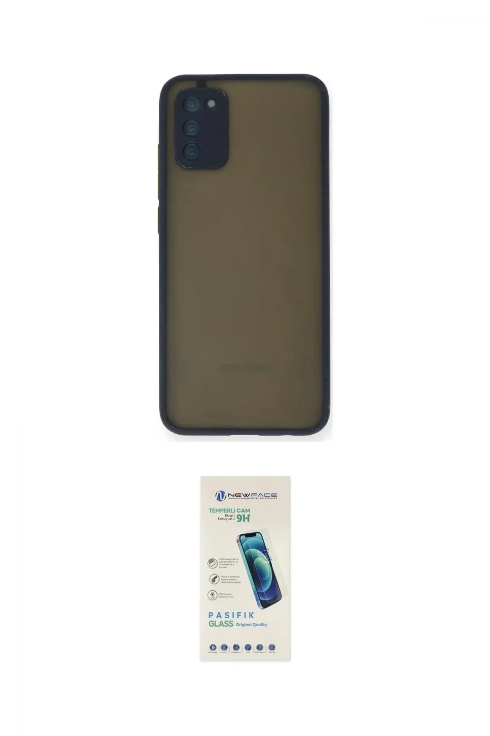 ieg™ Galaxy A03S Kılıf Ahenk Çizgi Serisi - Şeffaf Pasifik Cam Ekran Koruyucu