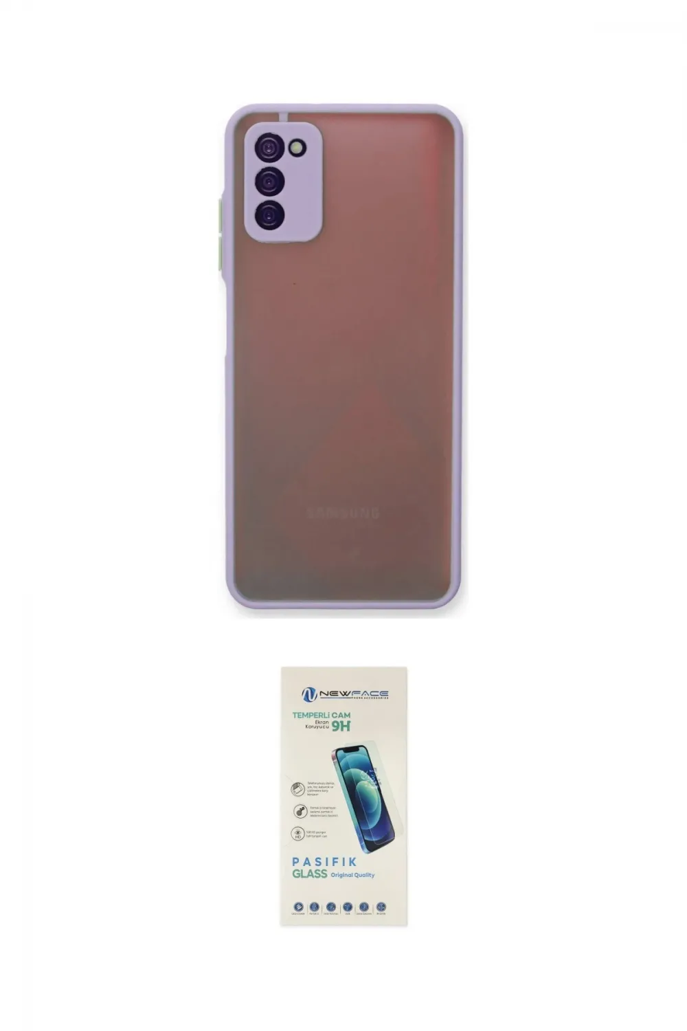 ieg™ Galaxy A03S Kılıf Ahenk Çizgi Serisi - Şeffaf Pasifik Cam Ekran Koruyucu