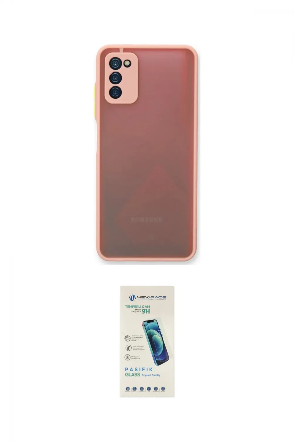 ieg™ Galaxy A03S Kılıf Ahenk Çizgi Serisi - Şeffaf Pasifik Cam Ekran Koruyucu
