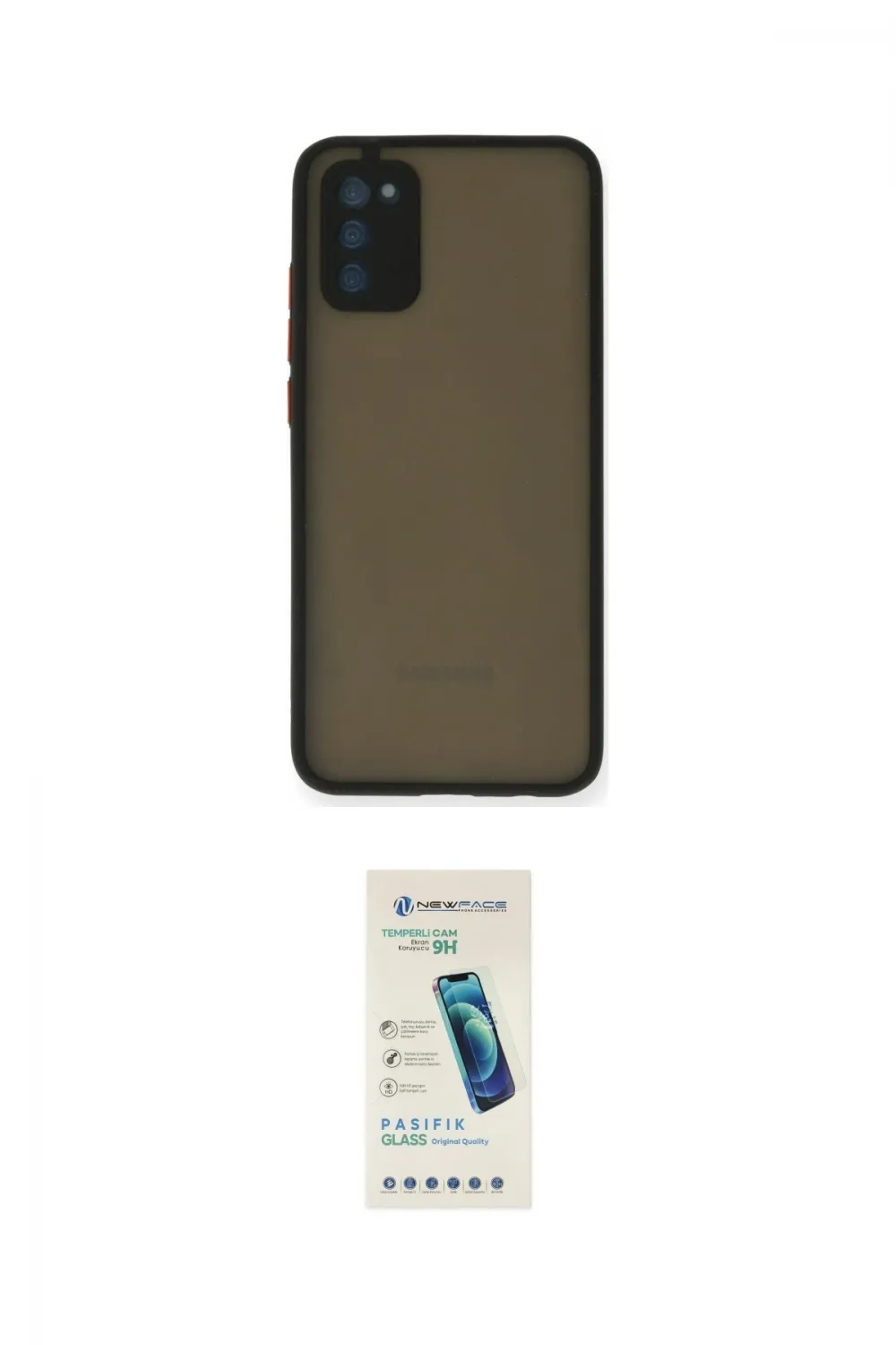 ieg™ Galaxy A03S Kılıf Ahenk Çizgi Serisi - Şeffaf Pasifik Cam Ekran Koruyucu