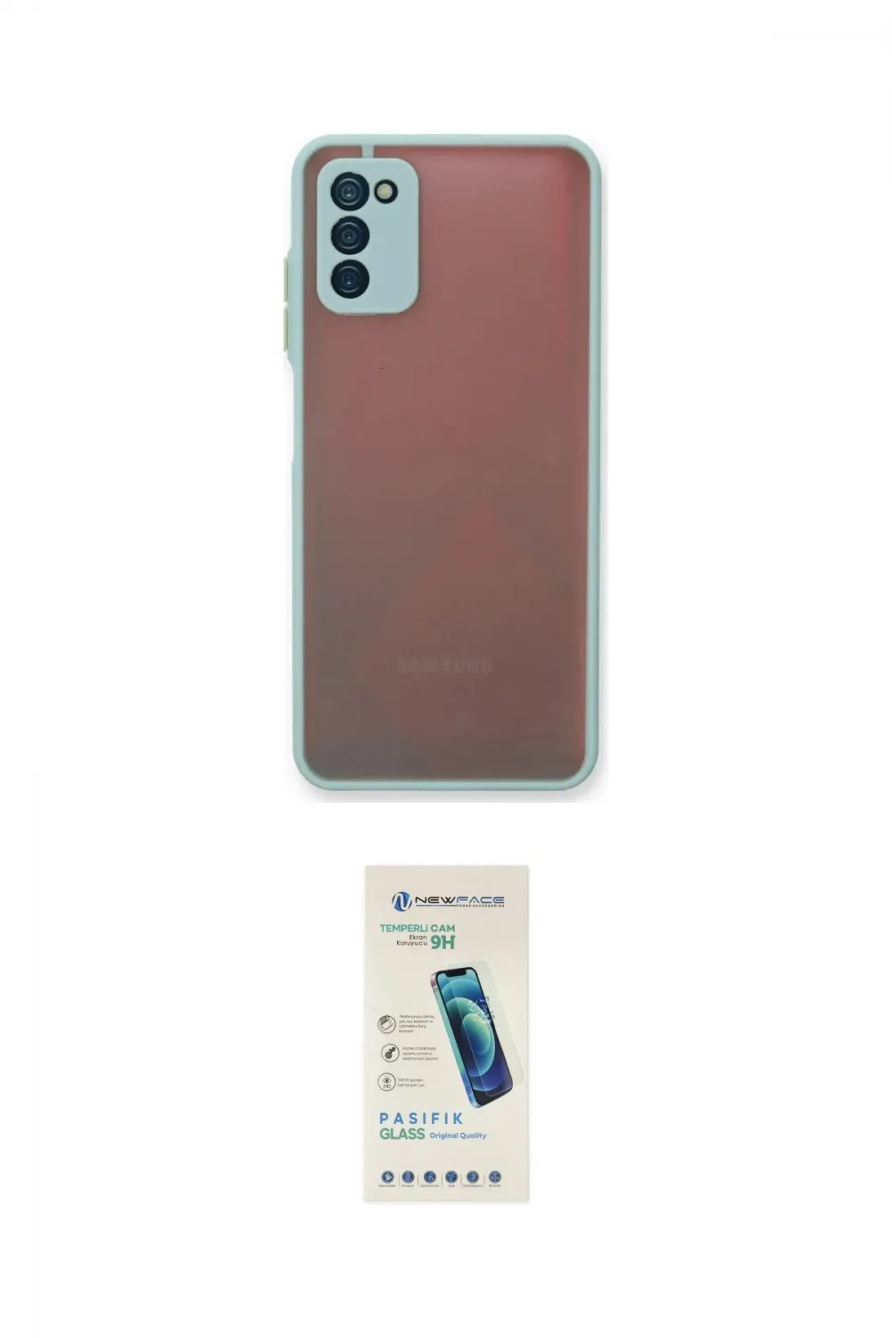 ieg™ Galaxy A03S Kılıf Ahenk Çizgi Serisi - Şeffaf Pasifik Cam Ekran Koruyucu