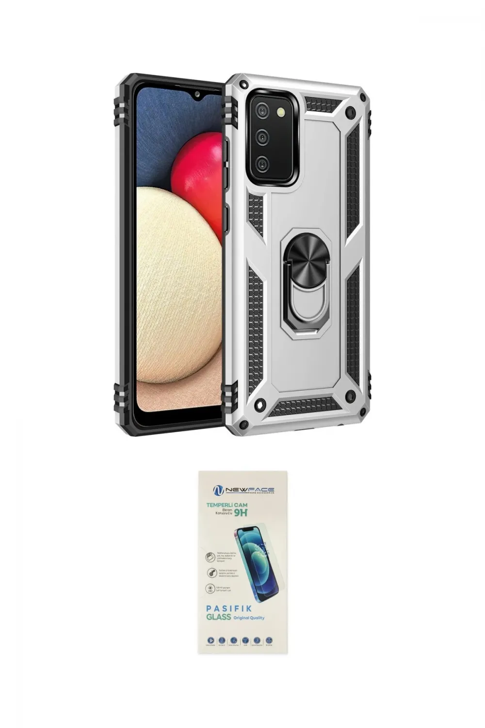 ieg™ Galaxy A03S Kılıf Ahenk Klasik Koleksiyonu - Şeffaf Pasifik Cam Ekran Koruyucu