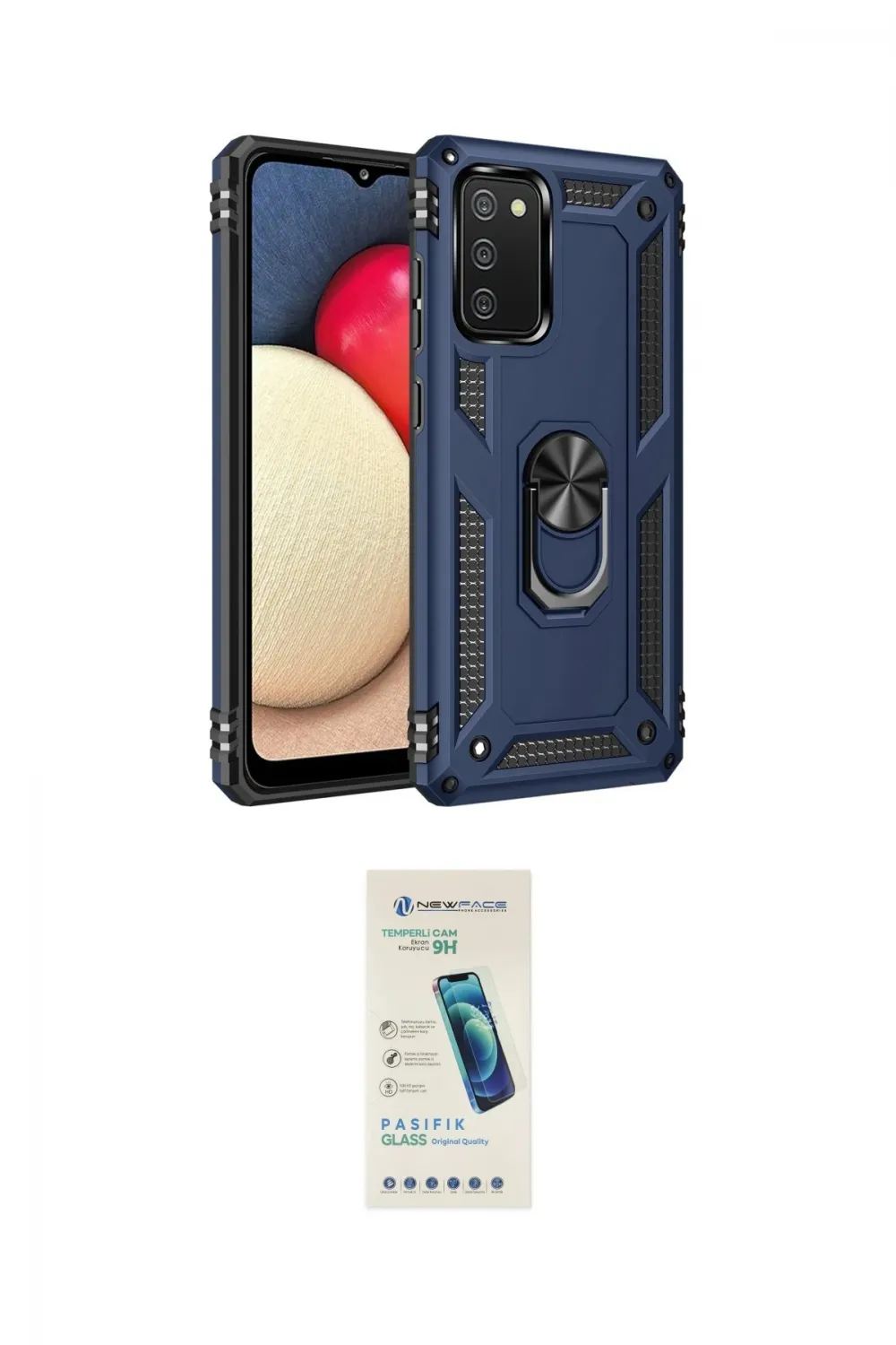 ieg™ Galaxy A03S Kılıf Ahenk Klasik Koleksiyonu - Şeffaf Pasifik Cam Ekran Koruyucu