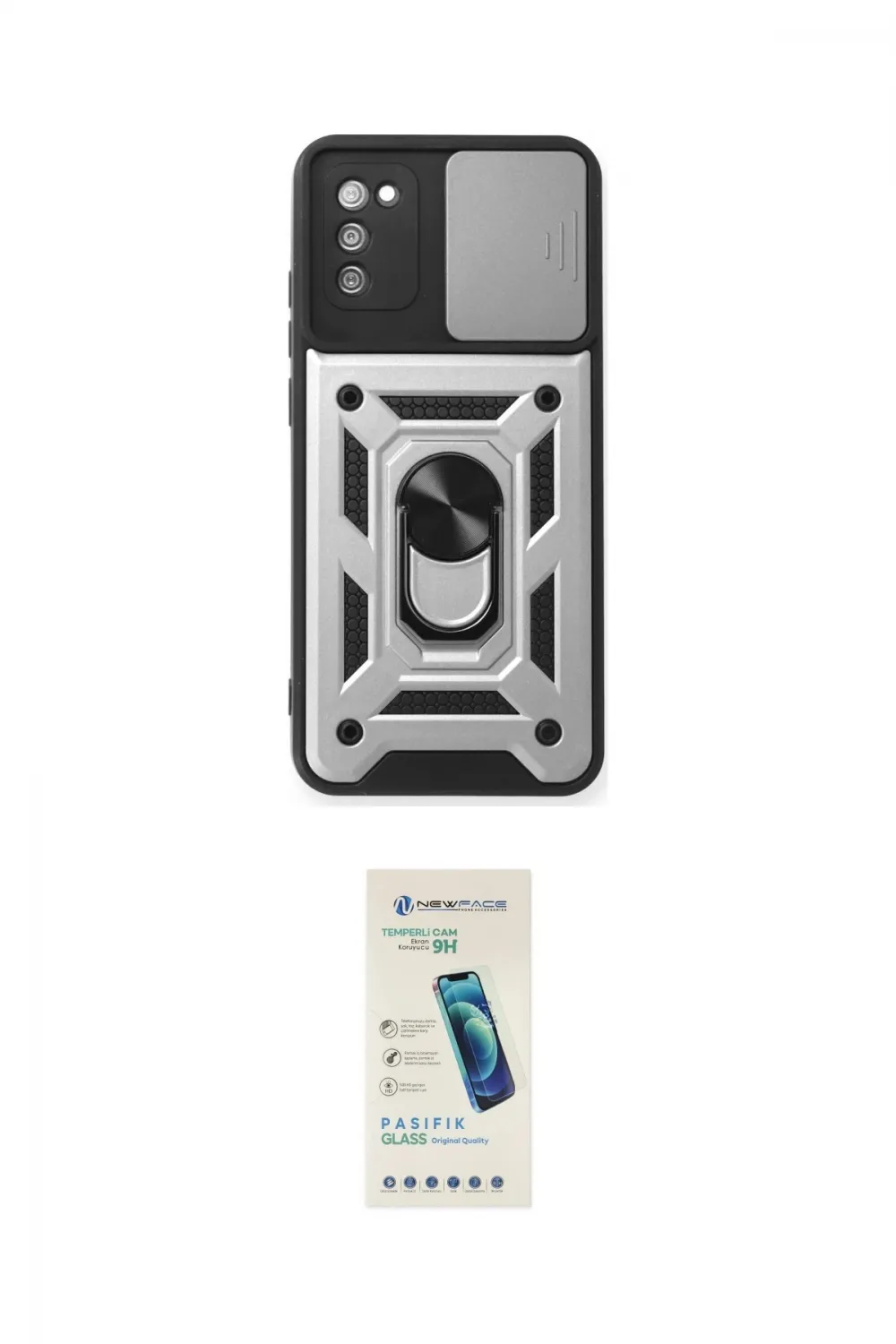 ieg™ Galaxy A03S Kılıf Ahenk Klasik - Şeffaf Pasifik Cam Ekran Koruyucu