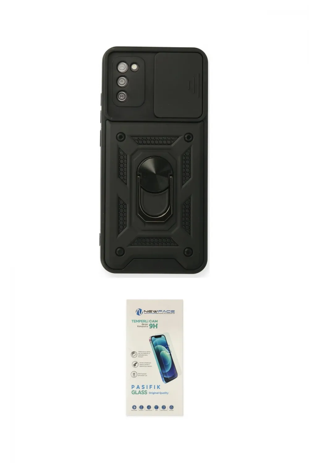 ieg™ Galaxy A03S Kılıf Ahenk Klasik - Şeffaf Pasifik Cam Ekran Koruyucu
