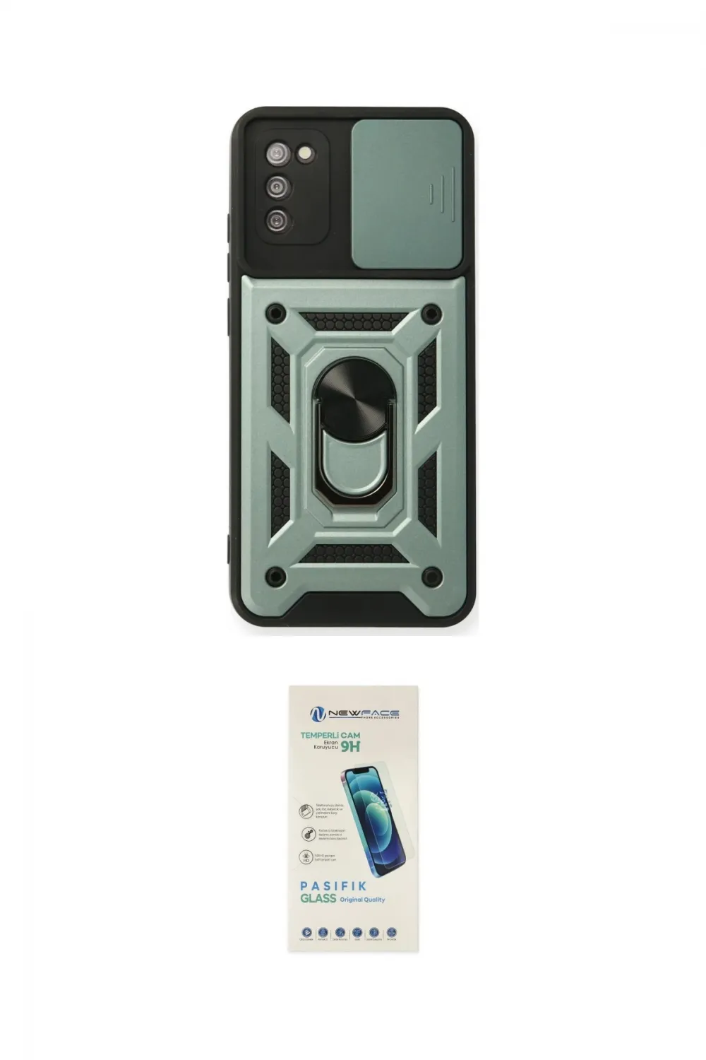 ieg™ Galaxy A03S Kılıf Ahenk Klasik - Şeffaf Pasifik Cam Ekran Koruyucu