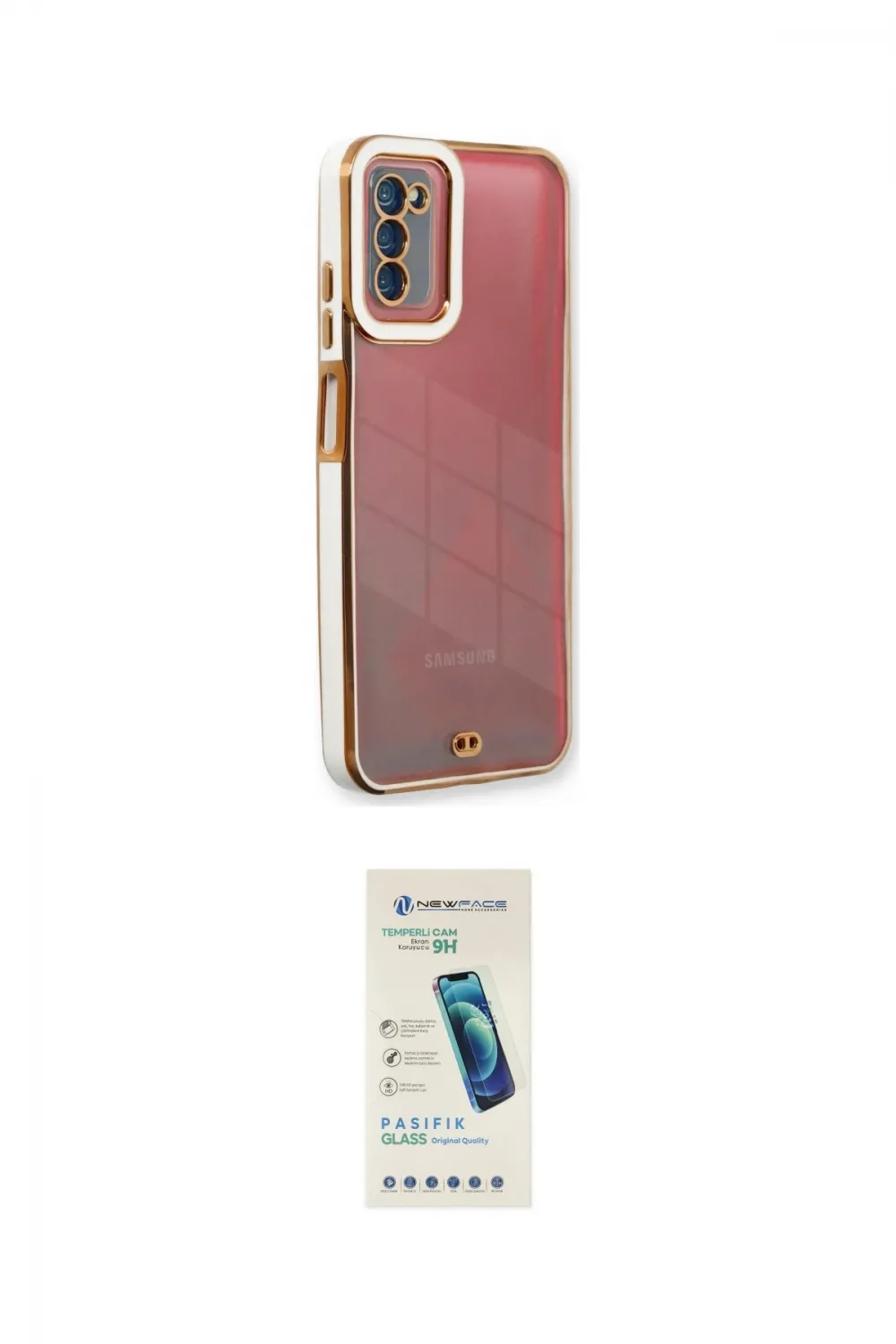 ieg™ Galaxy A03S Kılıf Çekirdek Klasik Serisi - Şeffaf Pasifik Cam Ekran Koruyucu