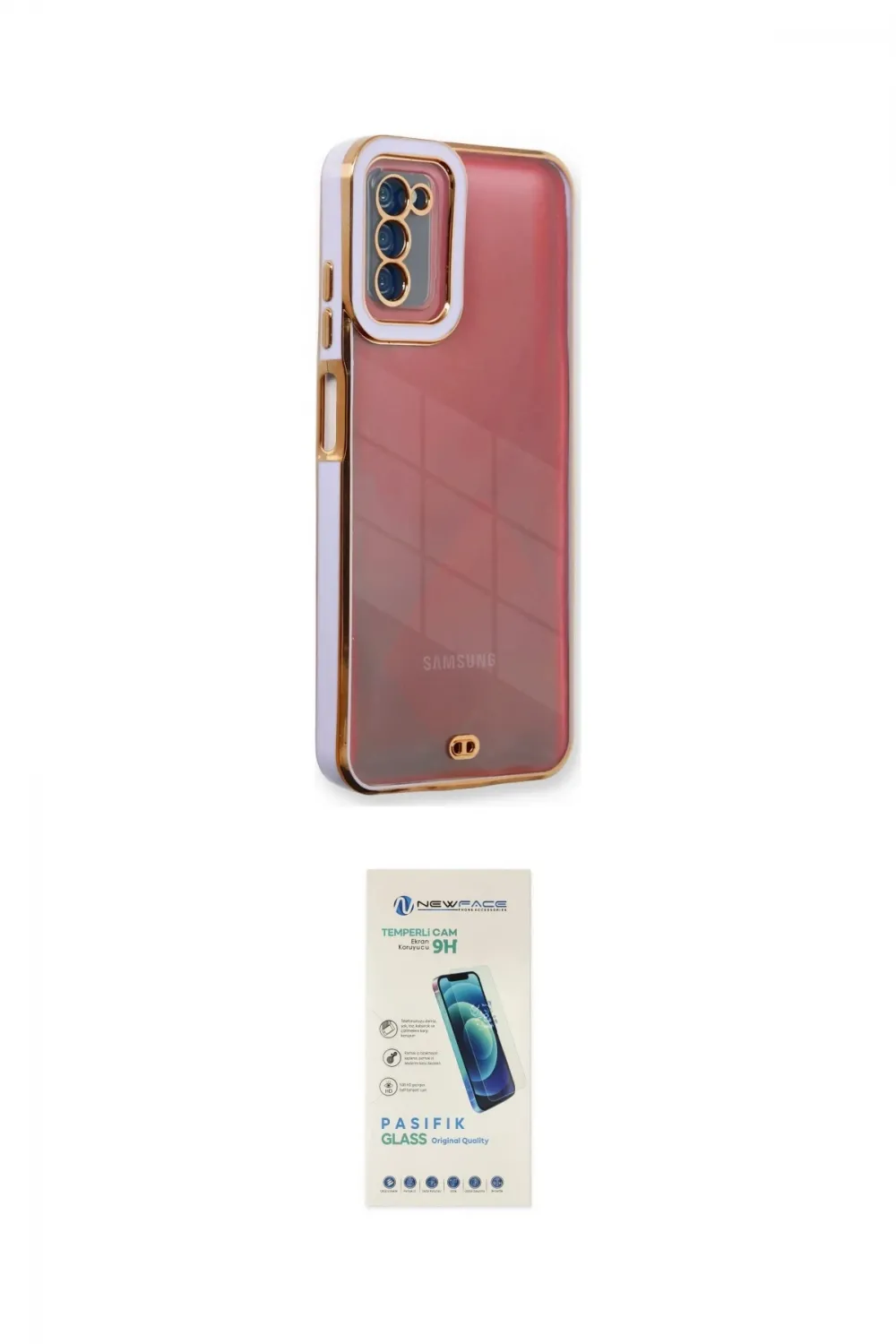 ieg™ Galaxy A03S Kılıf Çekirdek Klasik Serisi - Şeffaf Pasifik Cam Ekran Koruyucu