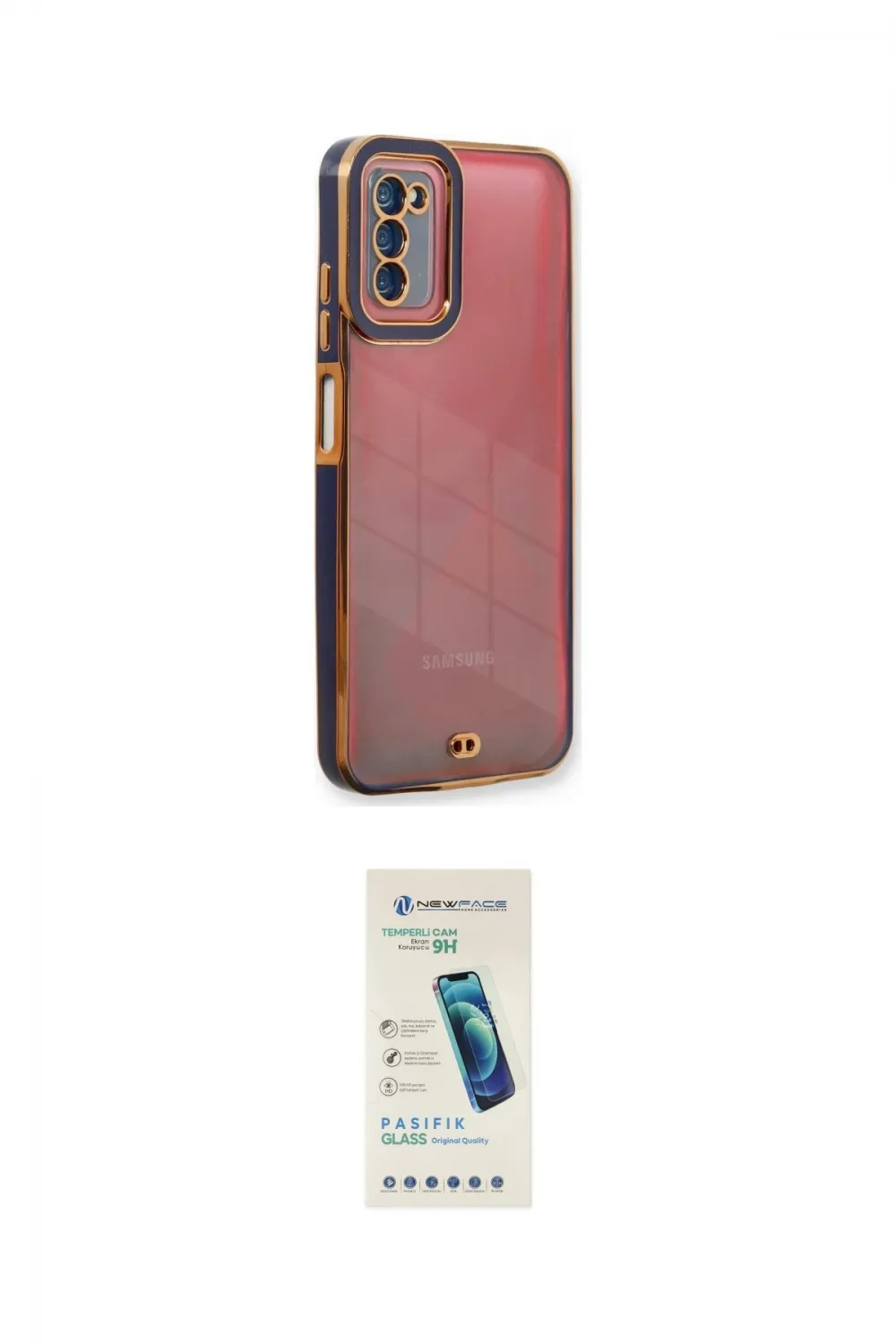 ieg™ Galaxy A03S Kılıf Çekirdek Klasik Serisi - Şeffaf Pasifik Cam Ekran Koruyucu