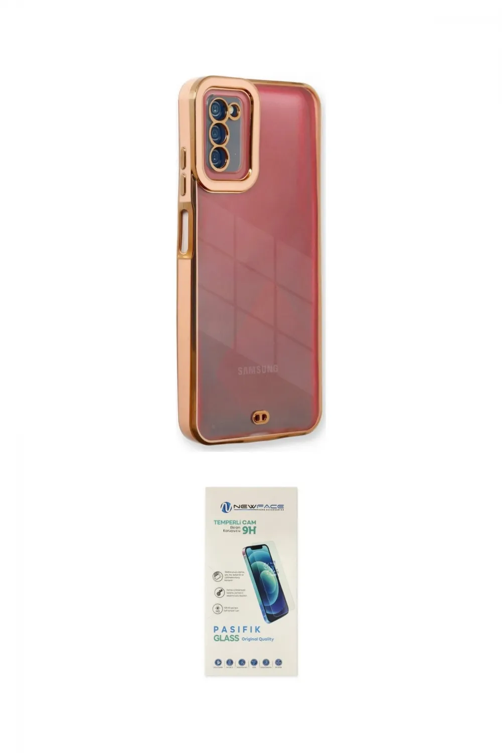 ieg™ Galaxy A03S Kılıf Çekirdek Klasik Serisi - Şeffaf Pasifik Cam Ekran Koruyucu