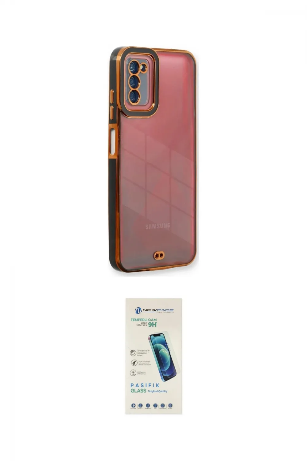 ieg™ Galaxy A03S Kılıf Çekirdek Klasik Serisi - Şeffaf Pasifik Cam Ekran Koruyucu