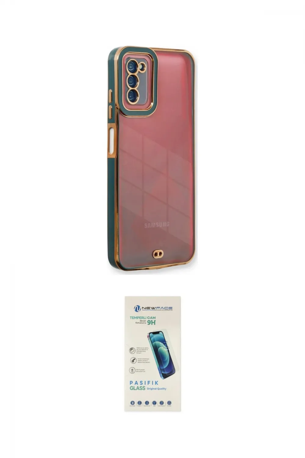 ieg™ Galaxy A03S Kılıf Çekirdek Klasik Serisi - Şeffaf Pasifik Cam Ekran Koruyucu