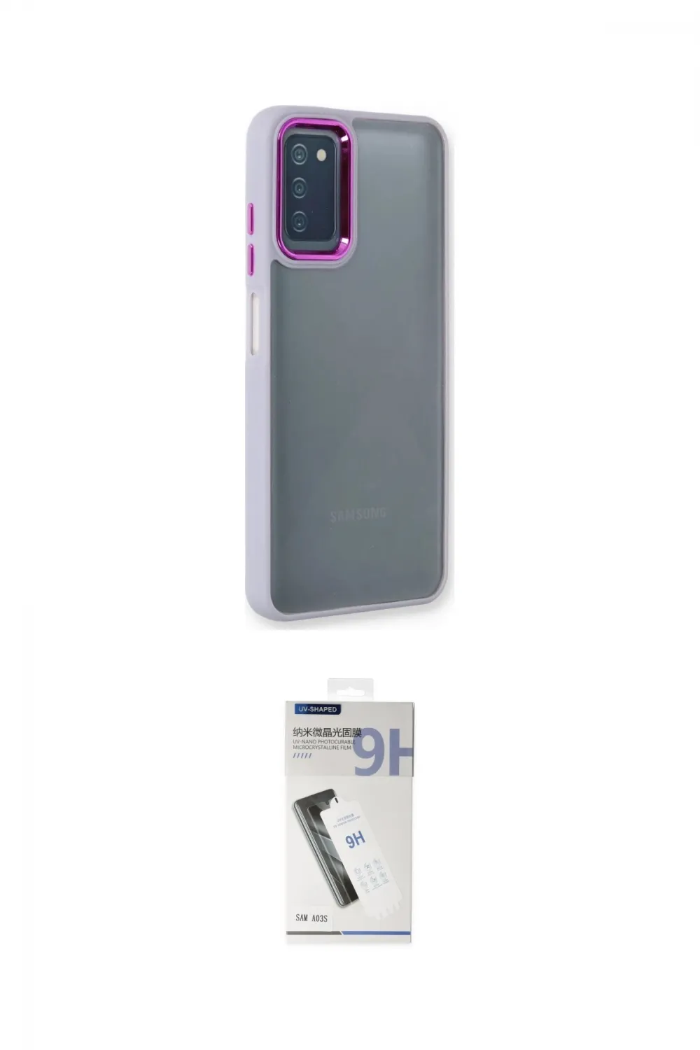 ieg™ Galaxy A03S Kılıf Eksen Doku Prime - Şeffaf Uv Polymer Nano Ekran Koruyucu