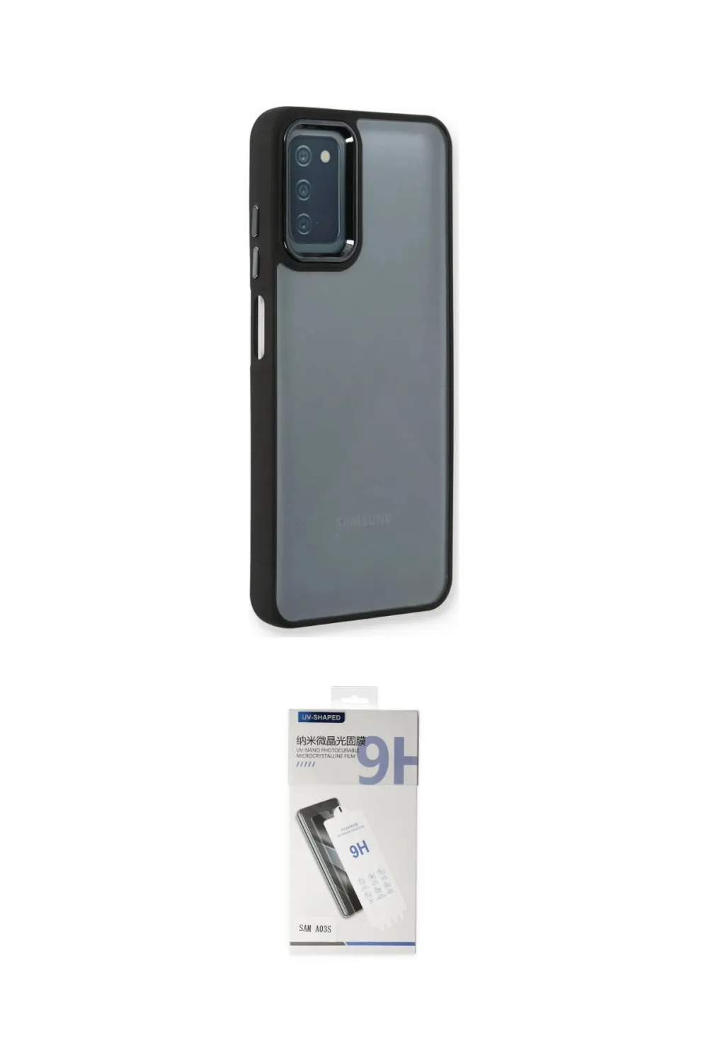 ieg™ Galaxy A03S Kılıf Eksen Doku Prime - Şeffaf Uv Polymer Nano Ekran Koruyucu
