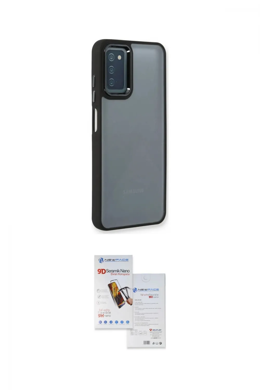 ieg™ Galaxy A03S Kılıf Eksen Doku Prime - Siyah Seramik Nano Ekran Koruyucu
