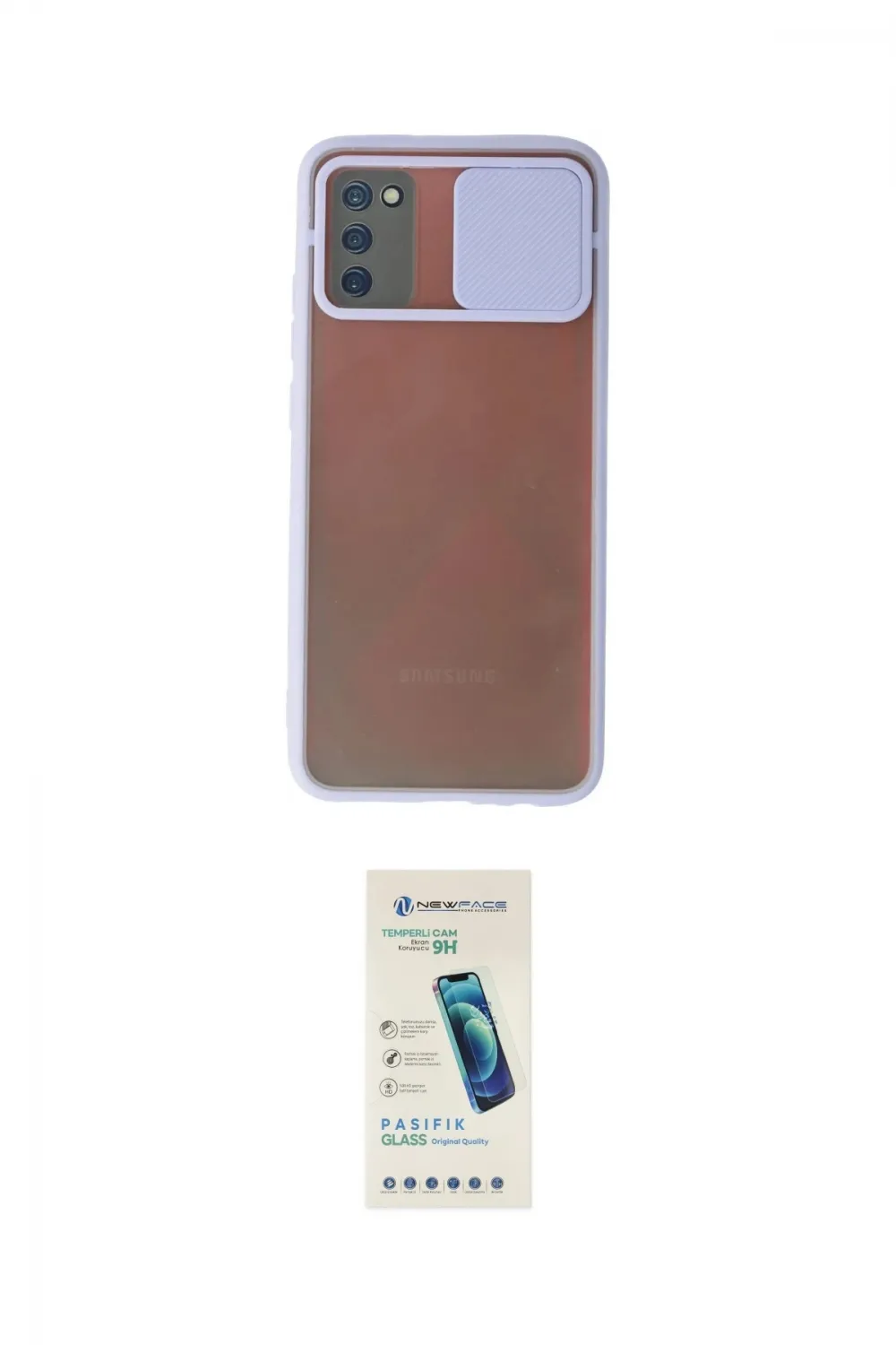 ieg™ Galaxy A03S Kılıf Vadi Çizgi - Şeffaf Pasifik Cam Ekran Koruyucu