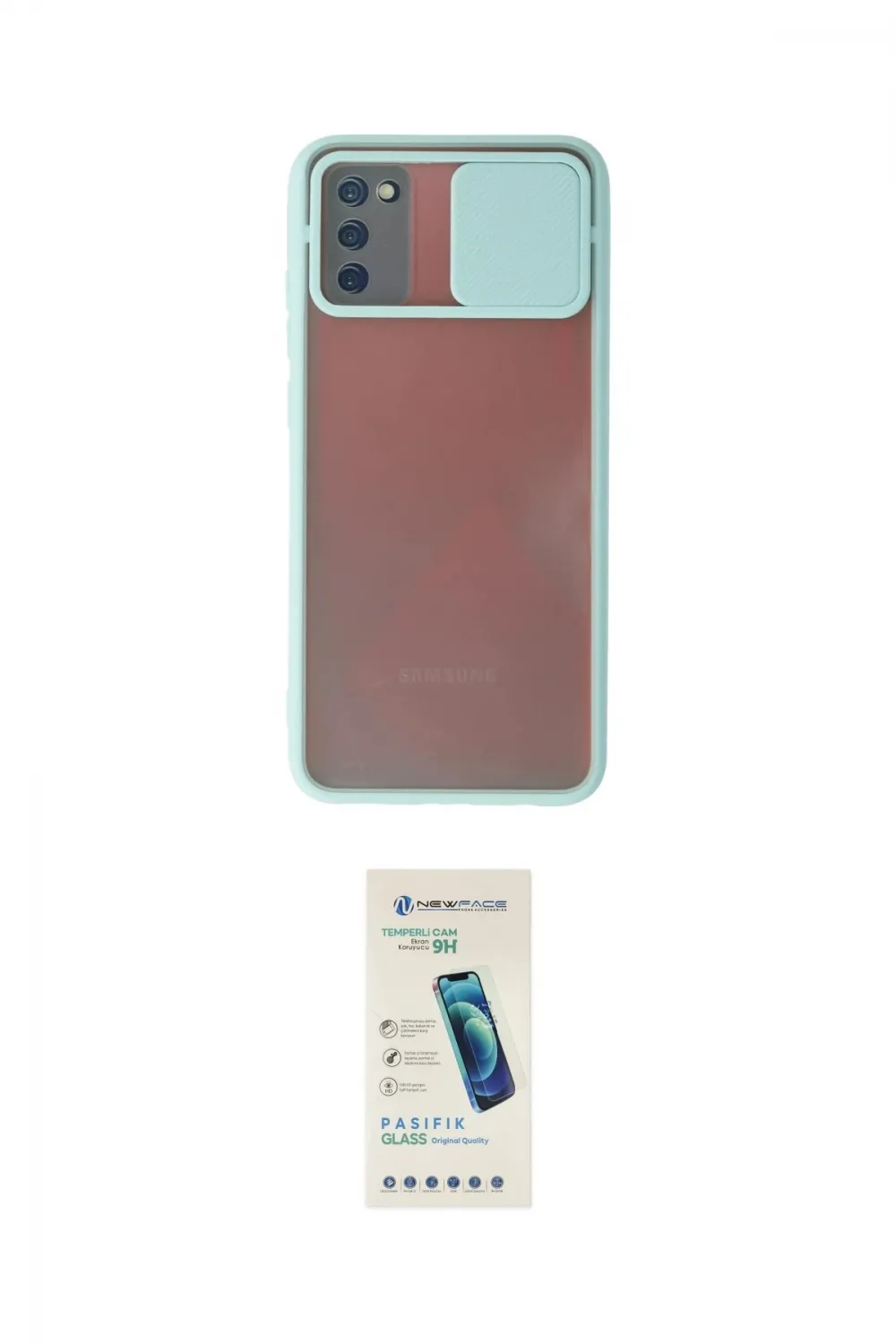 ieg™ Galaxy A03S Kılıf Vadi Çizgi - Şeffaf Pasifik Cam Ekran Koruyucu