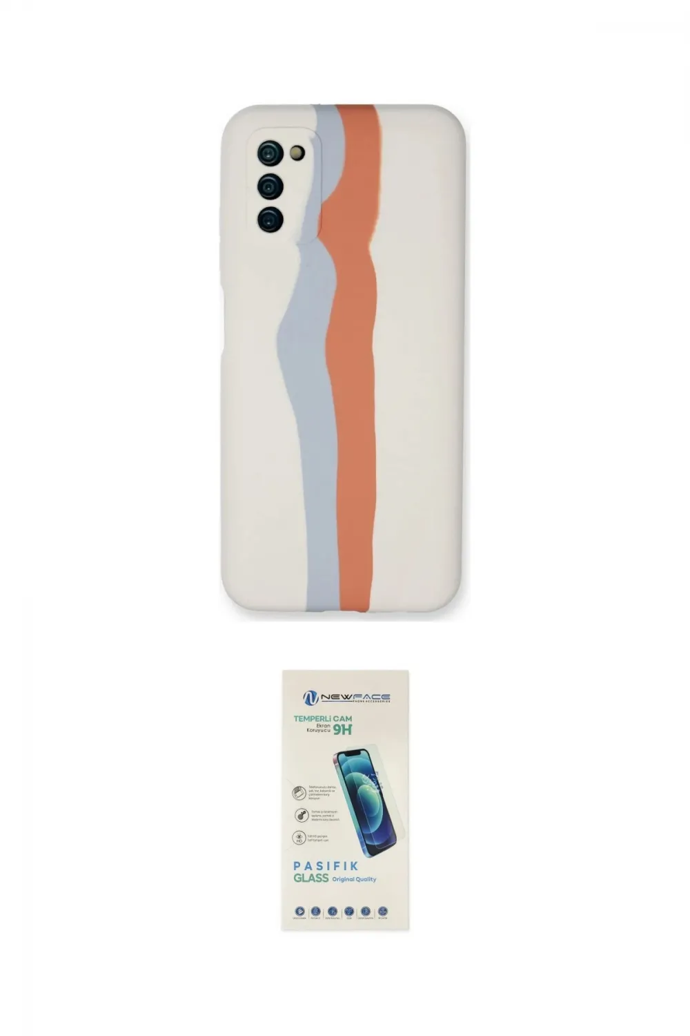 ieg™ Galaxy A03S Kılıf Yadigar Çizgi - Şeffaf Pasifik Cam Ekran Koruyucu