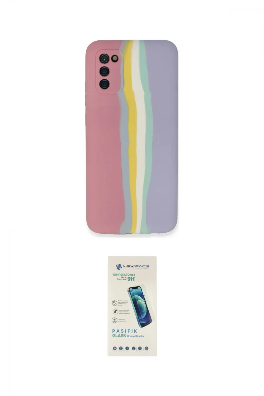 ieg™ Galaxy A03S Kılıf Yadigar Çizgi - Şeffaf Pasifik Cam Ekran Koruyucu
