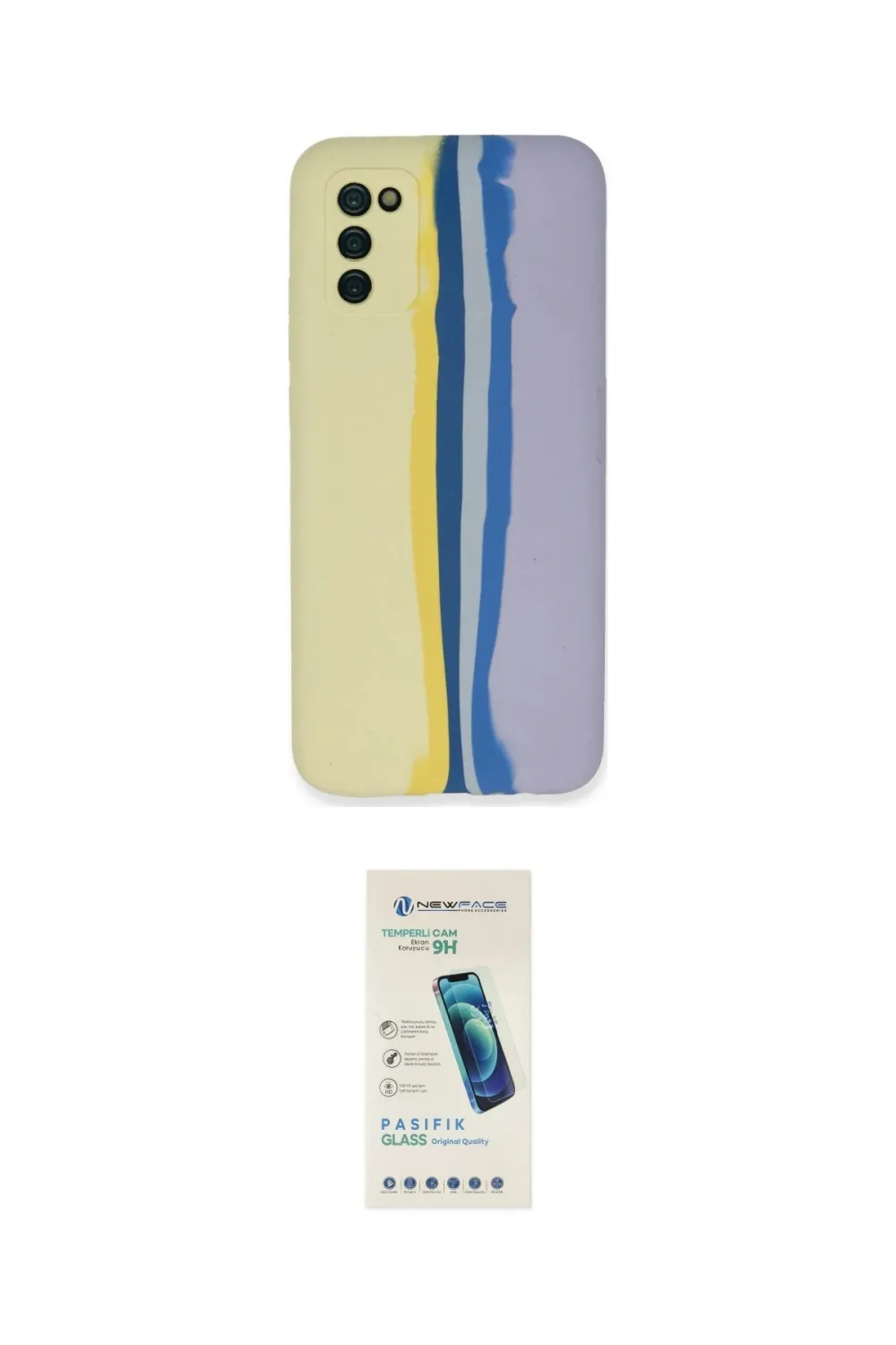 ieg™ Galaxy A03S Kılıf Yadigar Çizgi - Şeffaf Pasifik Cam Ekran Koruyucu