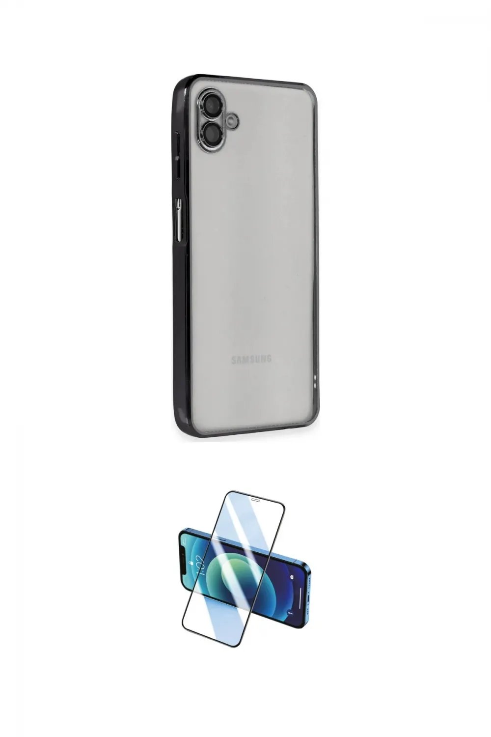 ieg™ Galaxy A04 Kılıf Vadi Minimal - Siyah 3D Antistatik Cam Ekran Koruyucu