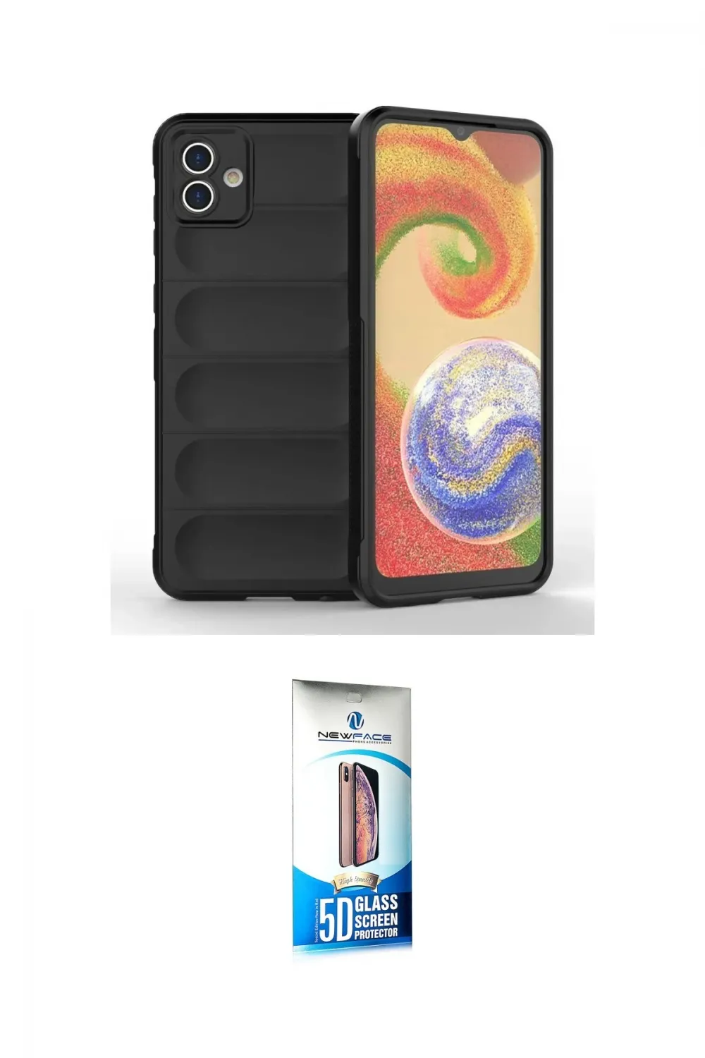 ieg™ Galaxy A04E Kılıf Atlas Koleksiyonu - Siyah 5D Eko Cam Ekran Koruyucu