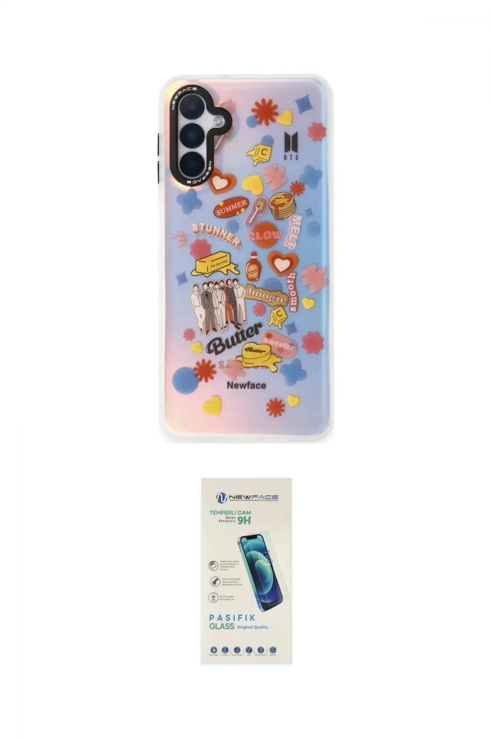 ieg™ Galaxy A04S Kılıf Siluet Çizgi Koleksiyonu - Şeffaf Pasifik Cam Ekran Koruyucu