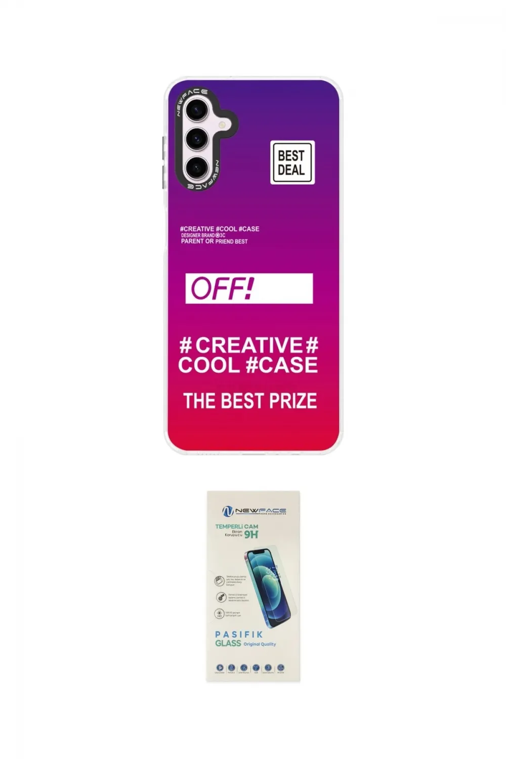 ieg™ Galaxy A04S Kılıf Siluet Çizgi Koleksiyonu - Şeffaf Pasifik Cam Ekran Koruyucu