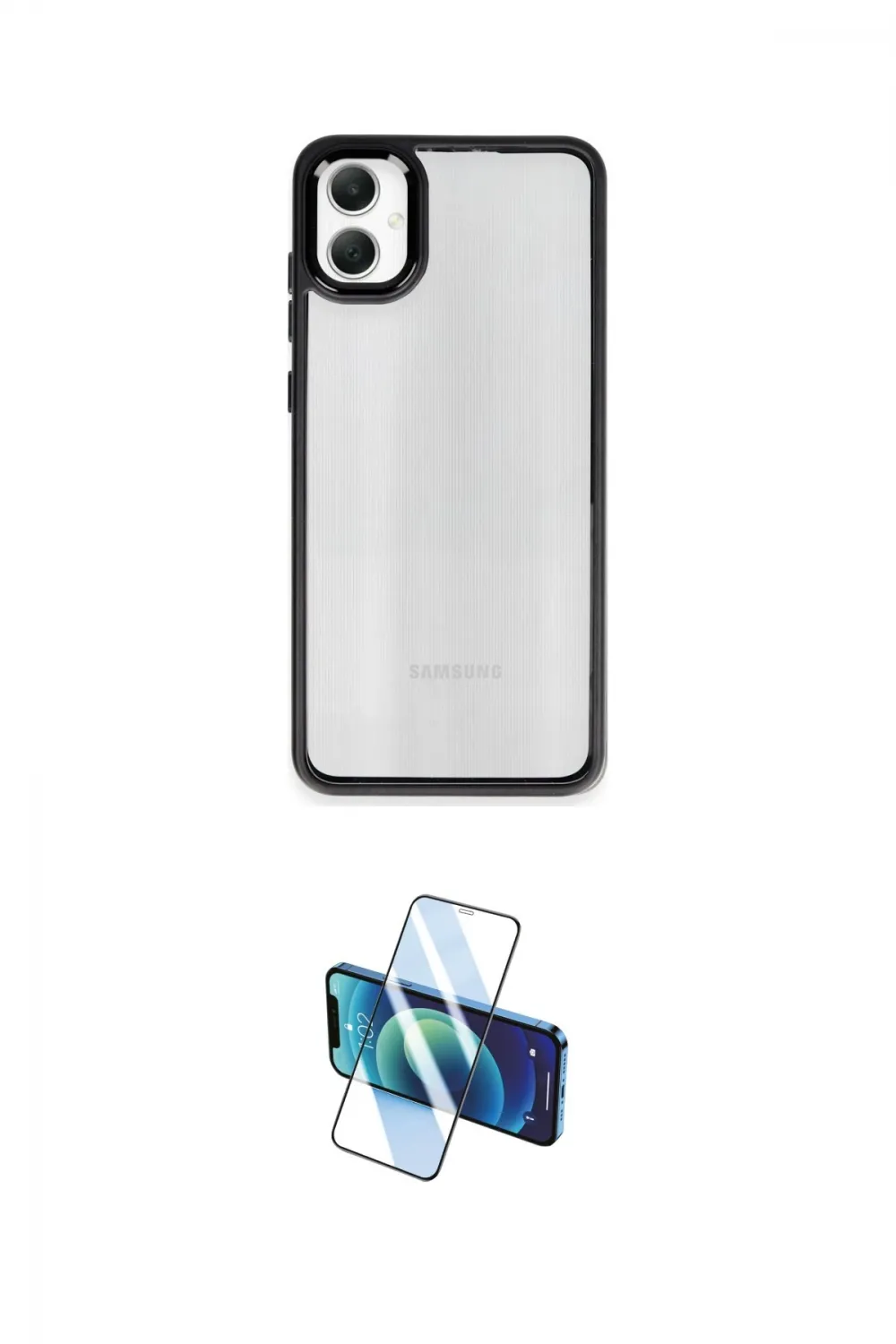 ieg™ Galaxy A05 Kılıf Nova Işık Serisi - Siyah 3D Antistatik Cam Ekran Koruyucu