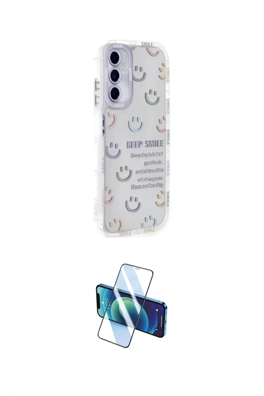 ieg™ Galaxy A05S Kılıf Ahenk Modern Serisi - Siyah 3D Antistatik Cam Ekran Koruyucu