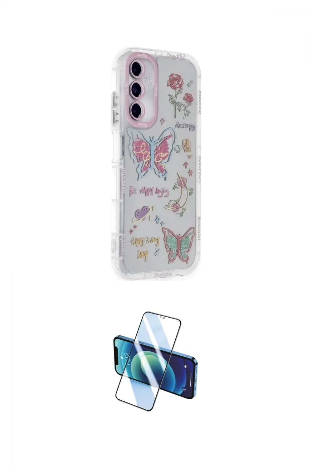 ieg™ Galaxy A05S Kılıf Ahenk Modern Serisi - Siyah 3D Antistatik Cam Ekran Koruyucu