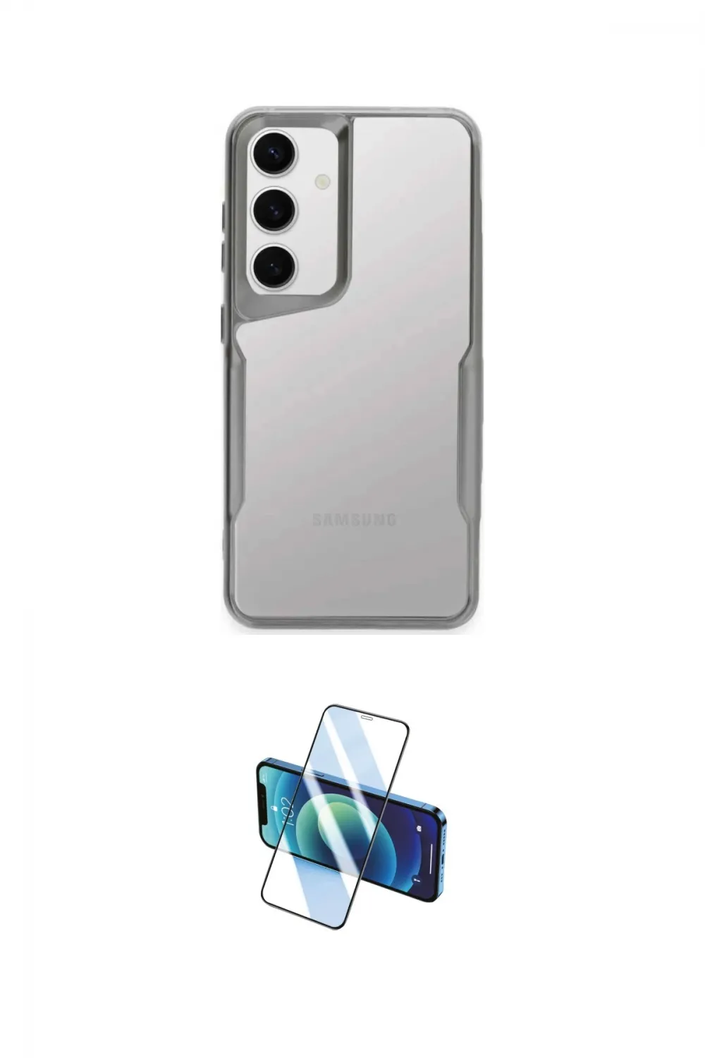 ieg™ Galaxy A05S Kılıf Akış Çizgi Koleksiyonu - Siyah 3D Antistatik Cam Ekran Koruyucu