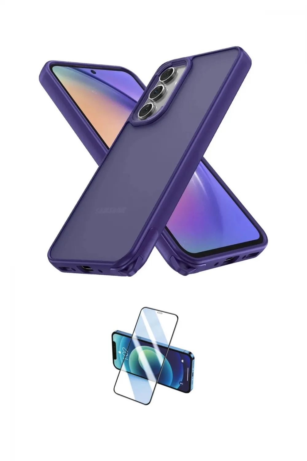 ieg™ Galaxy A05S Kılıf Atlas Form - Siyah 3D Antistatik Cam Ekran Koruyucu