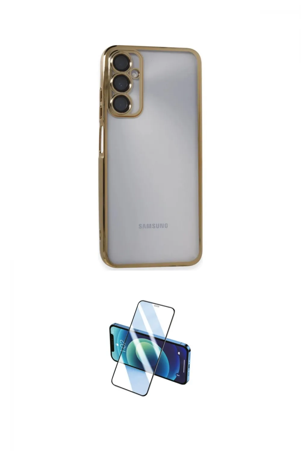 ieg™ Galaxy A05S Kılıf Vadi Minimal - Siyah 3D Antistatik Cam Ekran Koruyucu