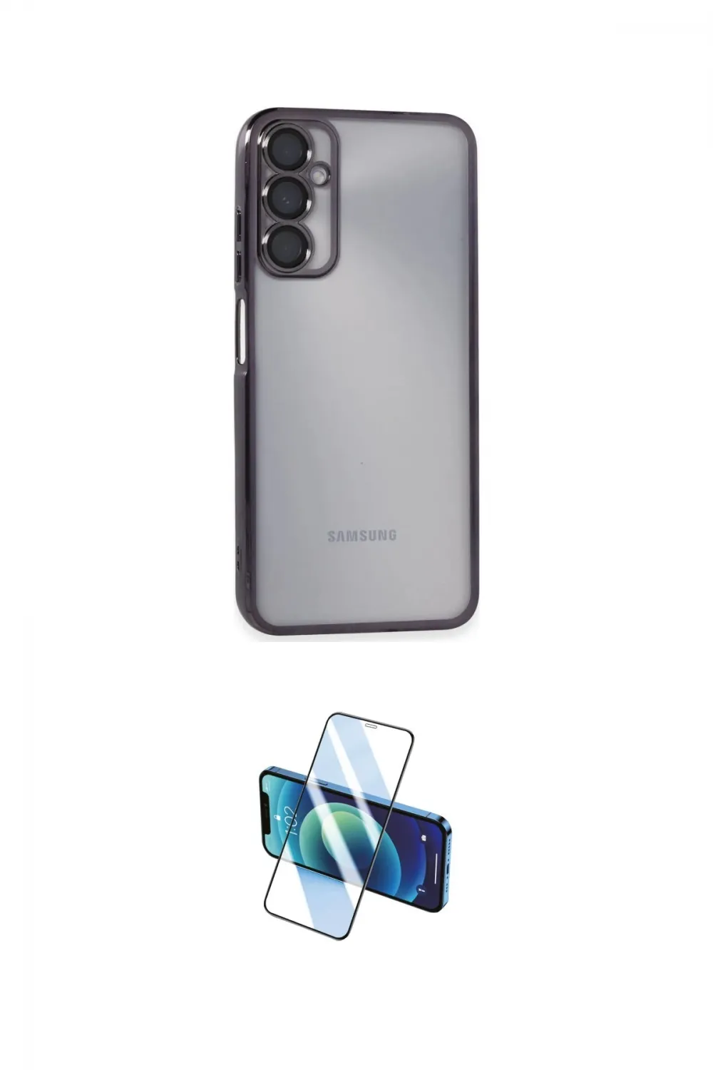 ieg™ Galaxy A05S Kılıf Vadi Minimal - Siyah 3D Antistatik Cam Ekran Koruyucu