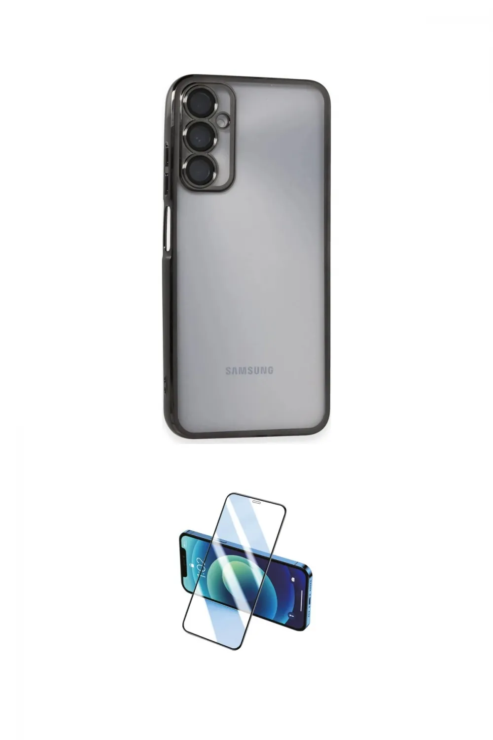ieg™ Galaxy A05S Kılıf Vadi Minimal - Siyah 3D Antistatik Cam Ekran Koruyucu