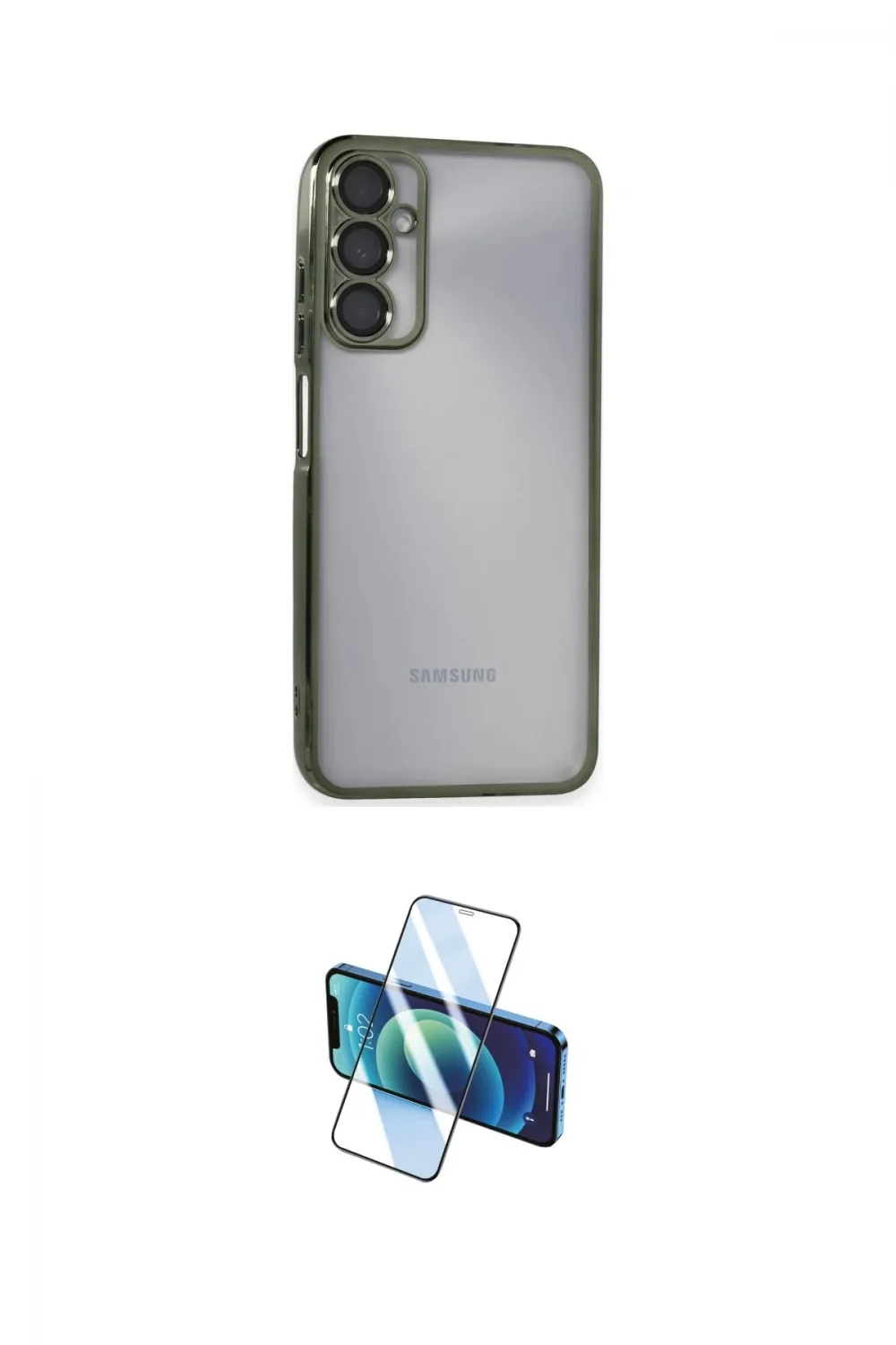 ieg™ Galaxy A05S Kılıf Vadi Minimal - Siyah 3D Antistatik Cam Ekran Koruyucu