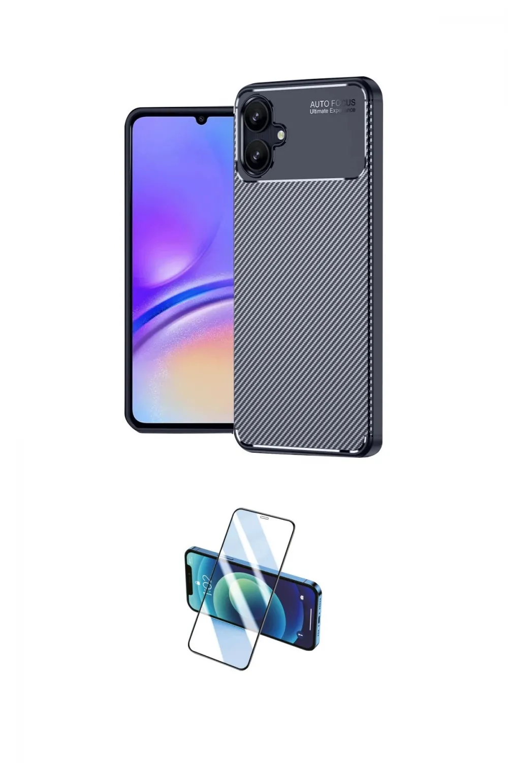 ieg™ Galaxy A06 Kılıf Eksen Form Prime - Siyah 3D Antistatik Cam Ekran Koruyucu