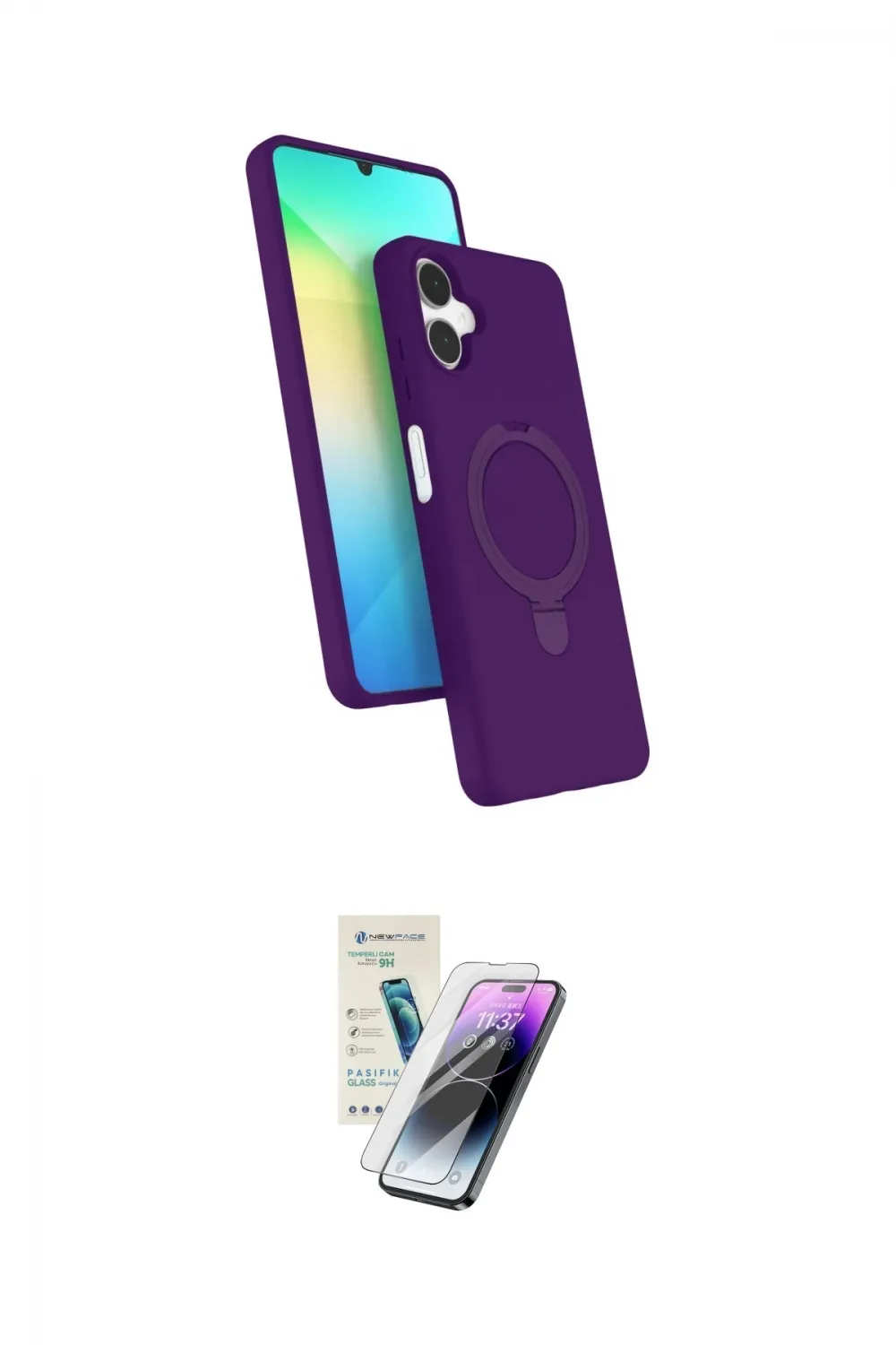 ieg™ Galaxy A06 Kılıf İz Işık Koleksiyonu - Şeffaf Pasifik Cam Ekran Koruyucu