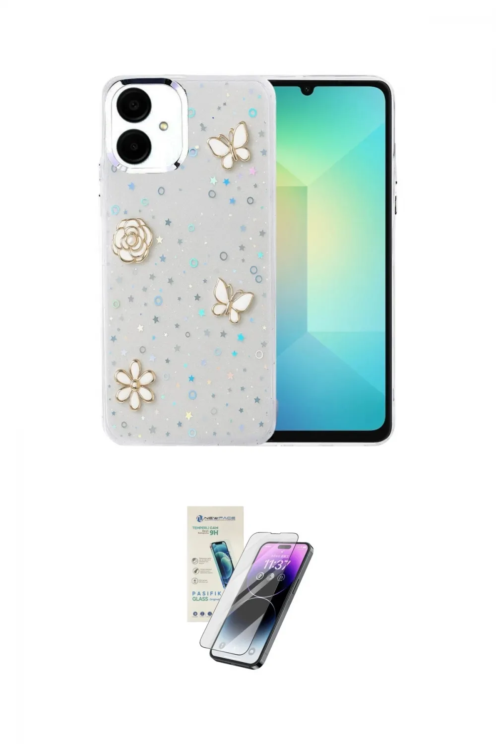 ieg™ Galaxy A06 Kılıf Yörünge Form - Şeffaf Pasifik Cam Ekran Koruyucu