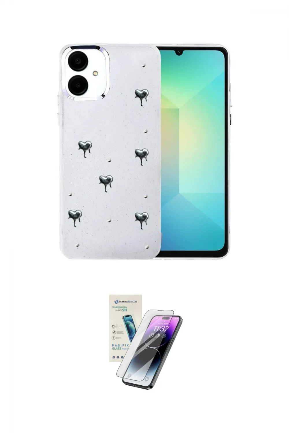 ieg™ Galaxy A06 Kılıf Yörünge Form - Şeffaf Pasifik Cam Ekran Koruyucu