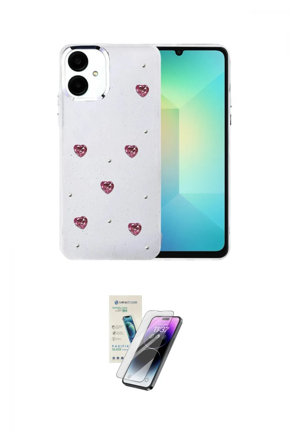 ieg™ Galaxy A06 Kılıf Yörünge Form - Şeffaf Pasifik Cam Ekran Koruyucu