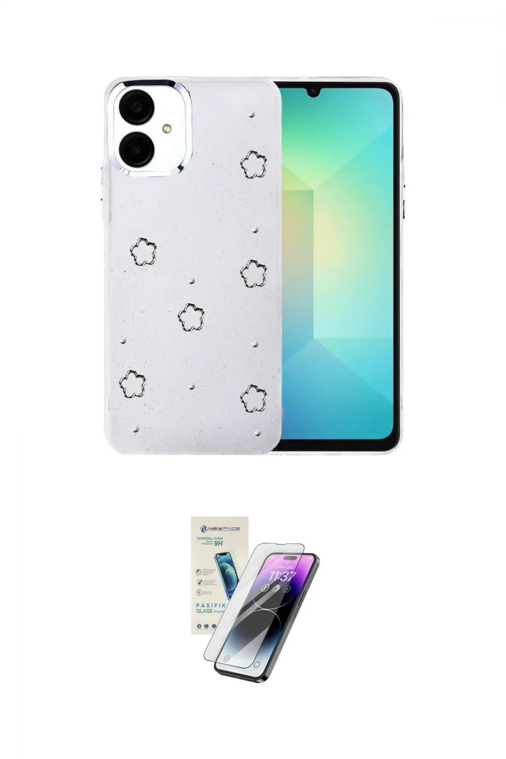 ieg™ Galaxy A06 Kılıf Yörünge Form - Şeffaf Pasifik Cam Ekran Koruyucu