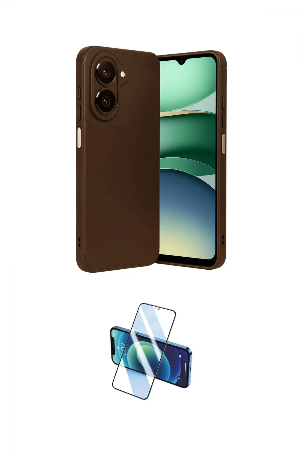 ieg™ Galaxy A07 4G Kılıf Eksen Form Prime - Siyah 3D Antistatik Cam Ekran Koruyucu